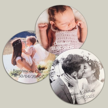 Dessous de verre avec photo Mariage - Naissance - Baptême - EVJF-G