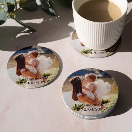 Dessous de verre avec photo Mariage - Naissance - Baptême - EVJF-G