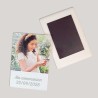Magnet personnalisé avec photo, texte et fond coloré