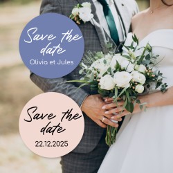 Étiquettes autocollante rondes "Save the date" pour célébration de Mariage, faire-parts, enveloppes, cadeaux, papeterie