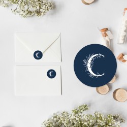 Étiquettes autocollante rondes une initiale pour célébration de Mariage, faire-parts, enveloppes, cadeaux, papeterie