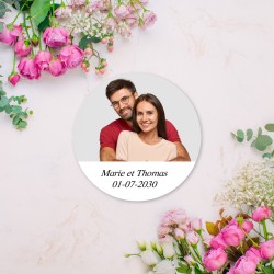 Étiquettes autocollante rondes avec photo pour célébration de Mariage, faire-parts, enveloppes, cadeaux, papeterie