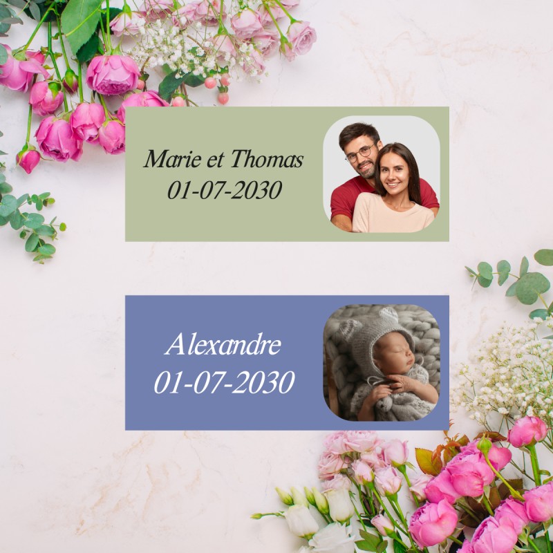 Étiquettes autocollante rondes avec photo pour célébration de Mariage, faire-parts, enveloppes, cadeaux, papeterie