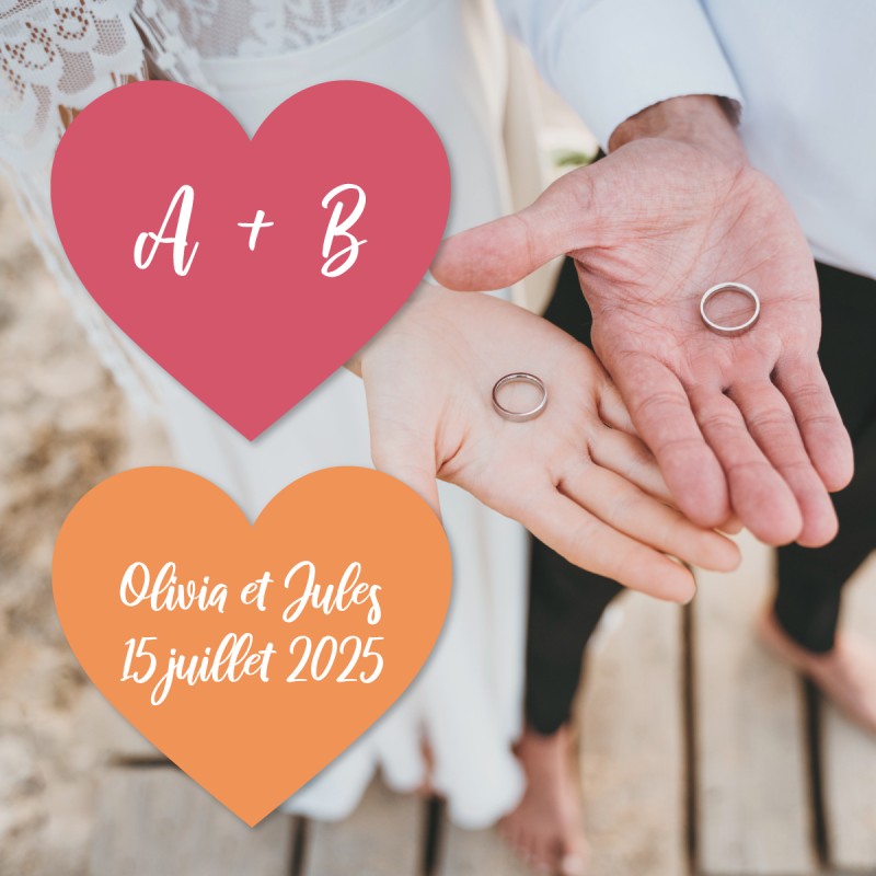 Étiquette rondes coeur pour faire-parts et invitation et papeterie de la célébration des mariages