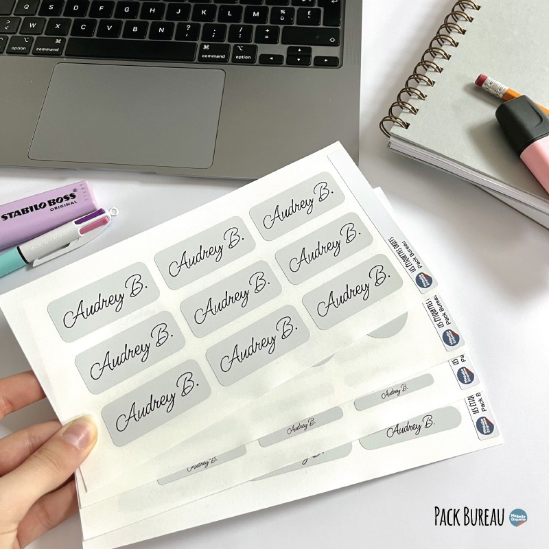 Pack bureau étiquettes autocollantes pour objets et vêtements