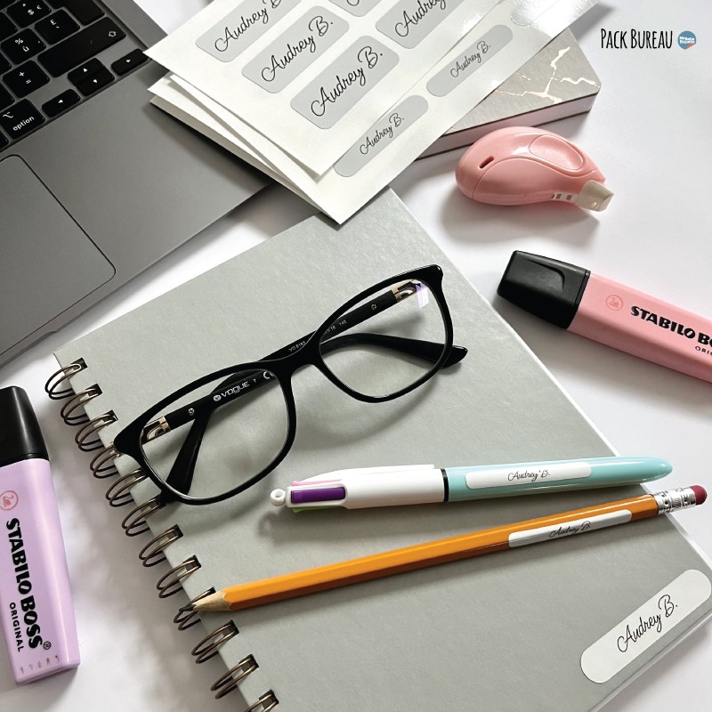 Pack bureau étiquettes autocollantes pour objets et vêtements