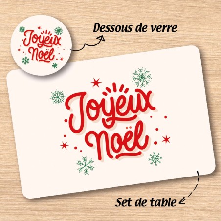 Set de table et dessous de verre "Joyeux Noël"