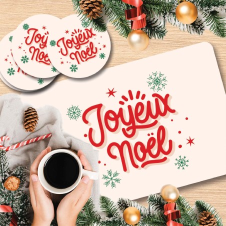 Set de table et dessous de verre "Joyeux Noël"