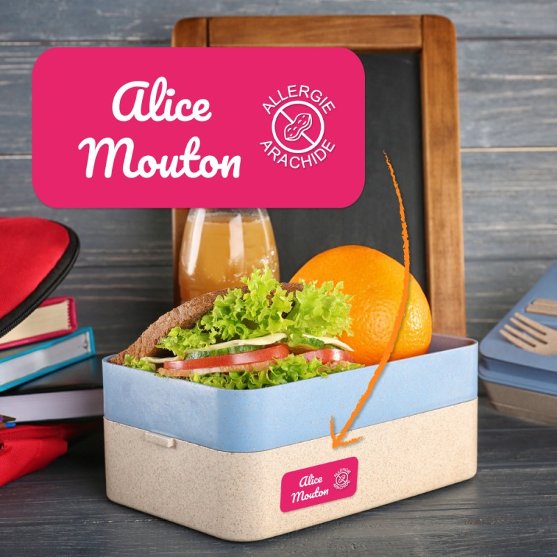 Pack Allergie étiquettes autocollantes pour objets, lunchbox, gourdes