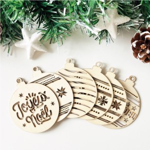 Lot de 6 boules de Noël - "Joyeux Noël" en contre plaqué peuplier 3mm.