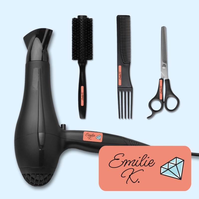 Pack internat et lycée pro. étiquettes autocollantes et thermocollantes pour objets et vêtements