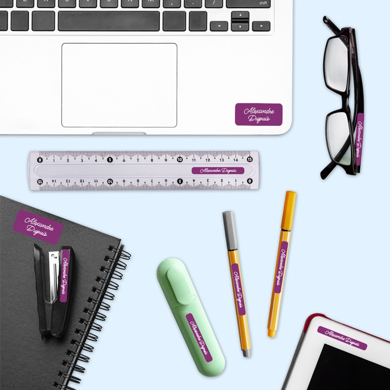 Pack bureau étiquettes autocollantes pour objets et vêtements
