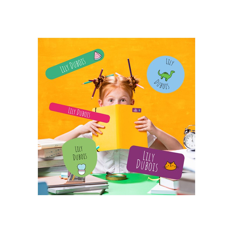 Pack étiquettes autocollantes et thermocollantes pour les fournitures scolaires et vêtements de votre enfant à l'école
