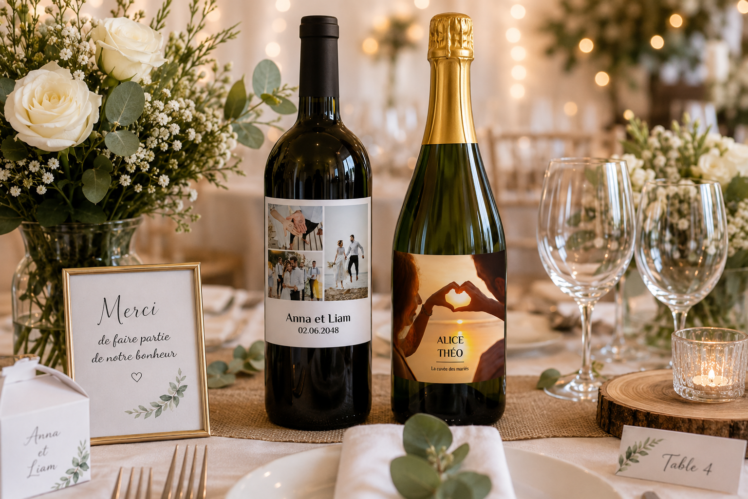 Créer une décoration de mariage unique avec des étiquettes personnalisées pour bouteilles