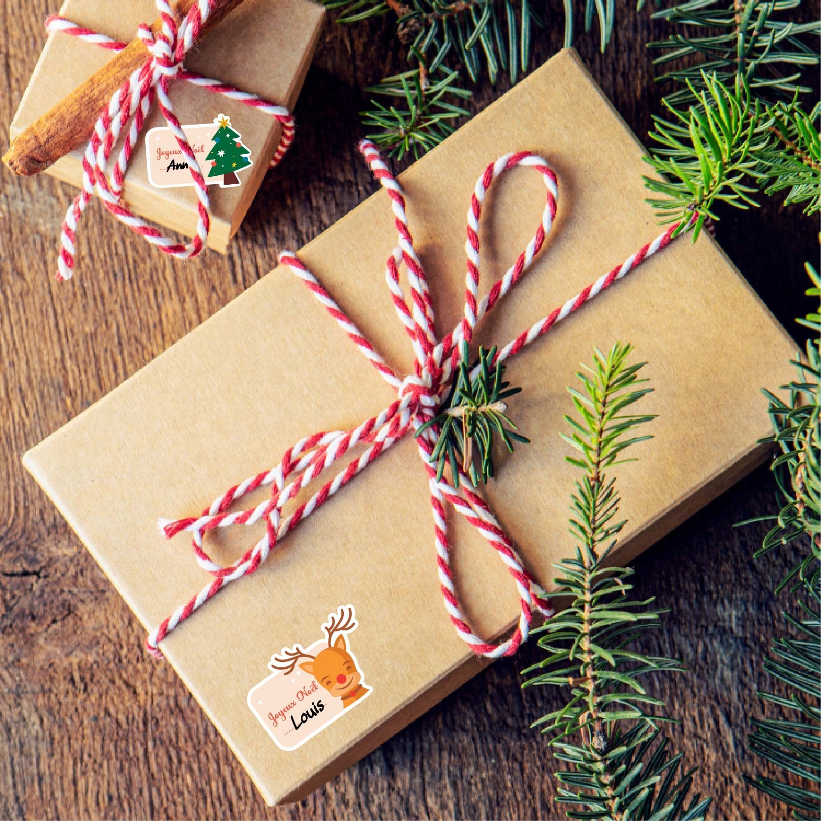 Étiquettes autocollantes à coller sur les cadeaux de Nô̈el ou les cadeaux d'anniversaire